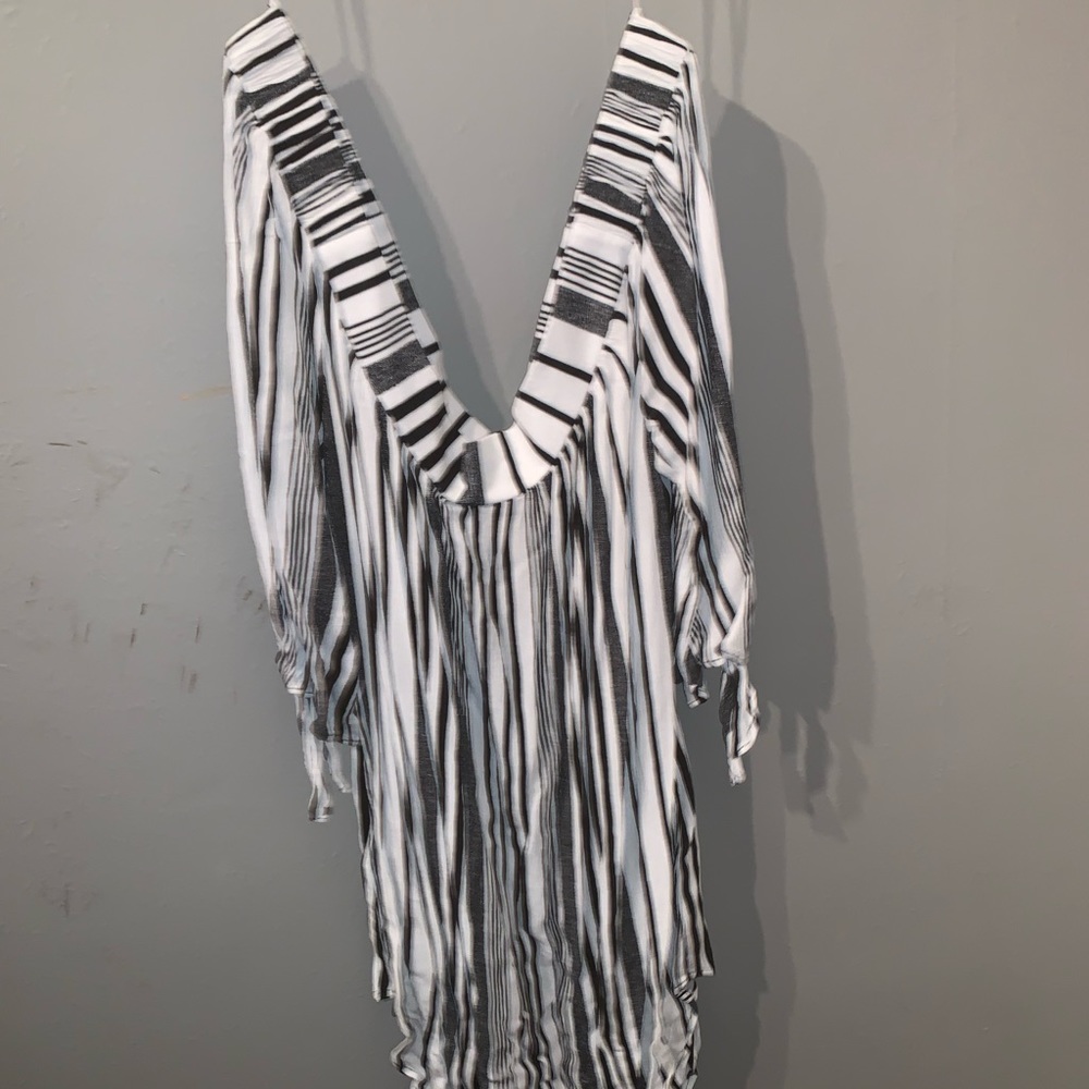 Black and white off the shoulder dress